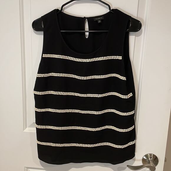 Talbots beaded striped blouse black size 8 - Picture 3 of 7
